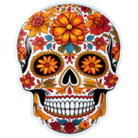 AI generated Dia de los muertos Mexican skull, Day of the dead Mexican skull png