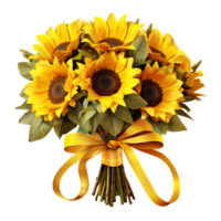 AI generated Yellow Sunflower wedding bridal bouquet for special moment png