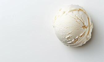 AI generated Vanilla ice cream scoop on white background photo