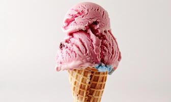 AI generated Neapolitan ice cream cones on white background photo