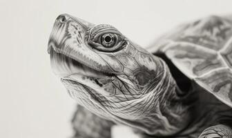 AI generated turtle isolated on white background close-up, soft focus. photo