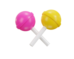 sweet lollipop candy on white stick icon 3d render png