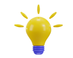 3d yellow light bulb icon concept of creative idea png