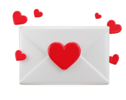 mail envelope icon with red heart notification new message love latter icon 3d render png