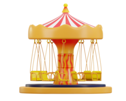 3d carousel icon concept of amusement park 3d illustration png