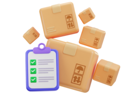 checklist with delivery package icon 3d rendering illustration png