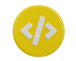 3d programming code icon on rounded button illustration png