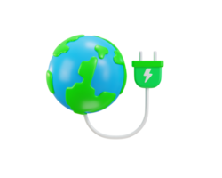 verde energía eco tierra icono 3d representación ilustración png