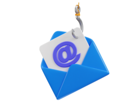 Phishing Email auf Cyber Sicherheit Symbol 3d Rendern Illustration png