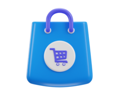 3d shopping bag with shopping cart icon concept of online shopping icon illustration png