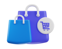 3d shopping bag with shopping cart icon concept of online shopping icon illustration png