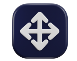 3d moving symbol with button icon illustration png