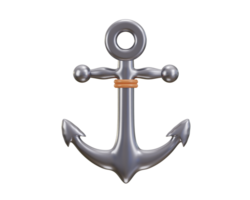 metal anchor icon 3d rendering illustration png