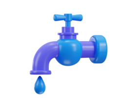 water tap with dripping running water icon 3d rendering illustration png