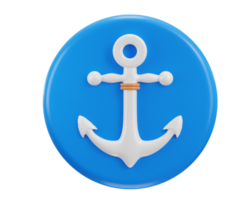 anchor icon with rounded button icon 3d rendering illustration png