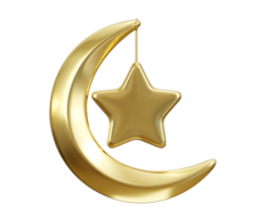 golden moon icon 3d render concept of Ramadan Kareem illustration png