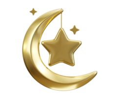dourado lua ícone 3d render conceito do Ramadã kareem ilustração png