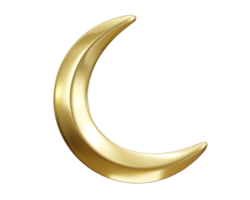 d'or lune icône 3d rendre concept de Ramadan kareem illustration png