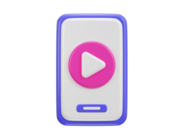 media play button icon with phone video icon 3d rendering illustration png