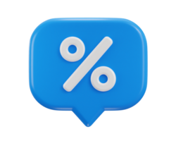 3d message bulle avec pour cent signe 3d le rendu illustration png