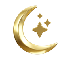 d'or lune icône 3d rendre concept de Ramadan kareem illustration png