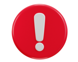 3d circle exclamation sign warning or danger risk message alert problem icon png