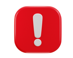 exclamation sign warning or danger risk alert problem icon 3d render png