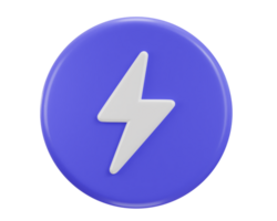 lighting thunderbolt icon with rounded button 3d rendering illustration png