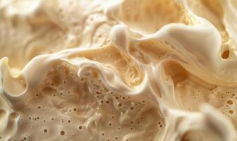 AI generated Close-up of melting vanilla ice cream, abstract background with ice cream close up view photo