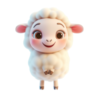 ai gegenereerd schattig tekenfilm schapen karakter met een blij uitdrukking, verwant naar Pasen viering, geïsoleerd Aan een transparant achtergrond png