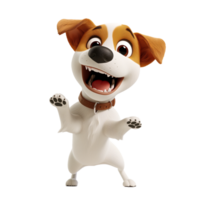 ai generado alegre dibujos animados perro con un marrón y transparente Saco en pie y gesticulando, aislado en un transparente antecedentes ideal para mascota temática diseños y para niños contenido png