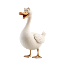 AI generated 3D illustration of a happy cartoon goose with a cheerful expression, isolated on a transparent background, suitable for childrens content or seasonal graphics png