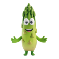 AI generated Cute cartoon asparagus character smiling, isolated on a transparent background, ideal for healthy eating or vegetarian themed designs png