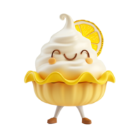 AI generated Cheerful lemon meringue pie character with a cute face, isolated on a transparent background, perfect for dessert related concepts or summer refreshment themes png