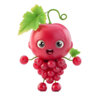 ai generato adorabile antropomorfo rosso ribes personaggio con un' sorridente viso, isolato su un' trasparente sfondo, Perfetto per creativo cibo concetti o bambini nutrizione formazione scolastica png