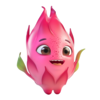 AI generated Animated dragon fruit character with a cute expression, isolated on a transparent background, suitable for healthy food or tropical fruit themed designs png