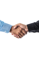 AI generated Multiracial handshake between two businessmen, symbolizing unity or agreement, isolated on a transparent background png