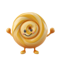 AI generated Cute anthropomorphic pastry character with a smiling face isolated on a transparent background, perfect for dessert or bakery themed designs and advertising png