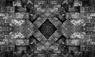 AI generated Black and white brick wall texture. Black and white brick wall background. photo