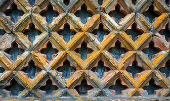 AI generated Background of the old iron lattice with a pattern of geometric shapes photo