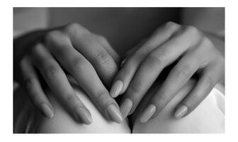 AI generated Beautiful female hands with manicure. Black and white photo. photo