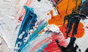 AI generated Multicolored brush stroke artwork with a mixture of thick and thin strokes on a white surface, abstract background photo