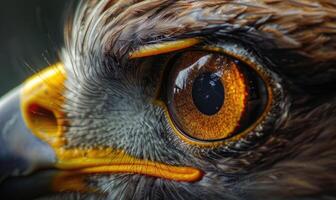 AI generated Close-up of eagle's eye. Macro of hawk's eye. photo