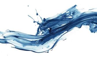 AI generated A brush glides across a white canvas. Blue dynamic stroke. Abstract background. photo