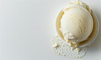 AI generated Ice cream scoop on white background, closeup photo