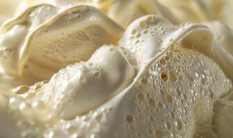 AI generated Close-up of melting vanilla ice cream, abstract background with ice cream close up view photo