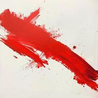 AI generated A broad flat brush stroke in vibrant red on a white canvas photo