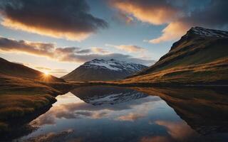 ai generado asombroso puntos de vista de Islandia foto