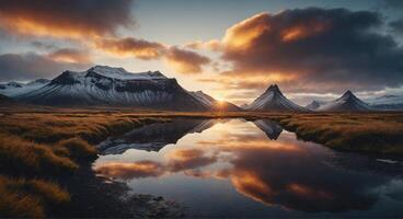 ai generado asombroso puntos de vista de Islandia foto