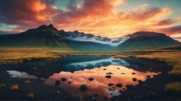 ai generado asombroso puntos de vista de Islandia foto